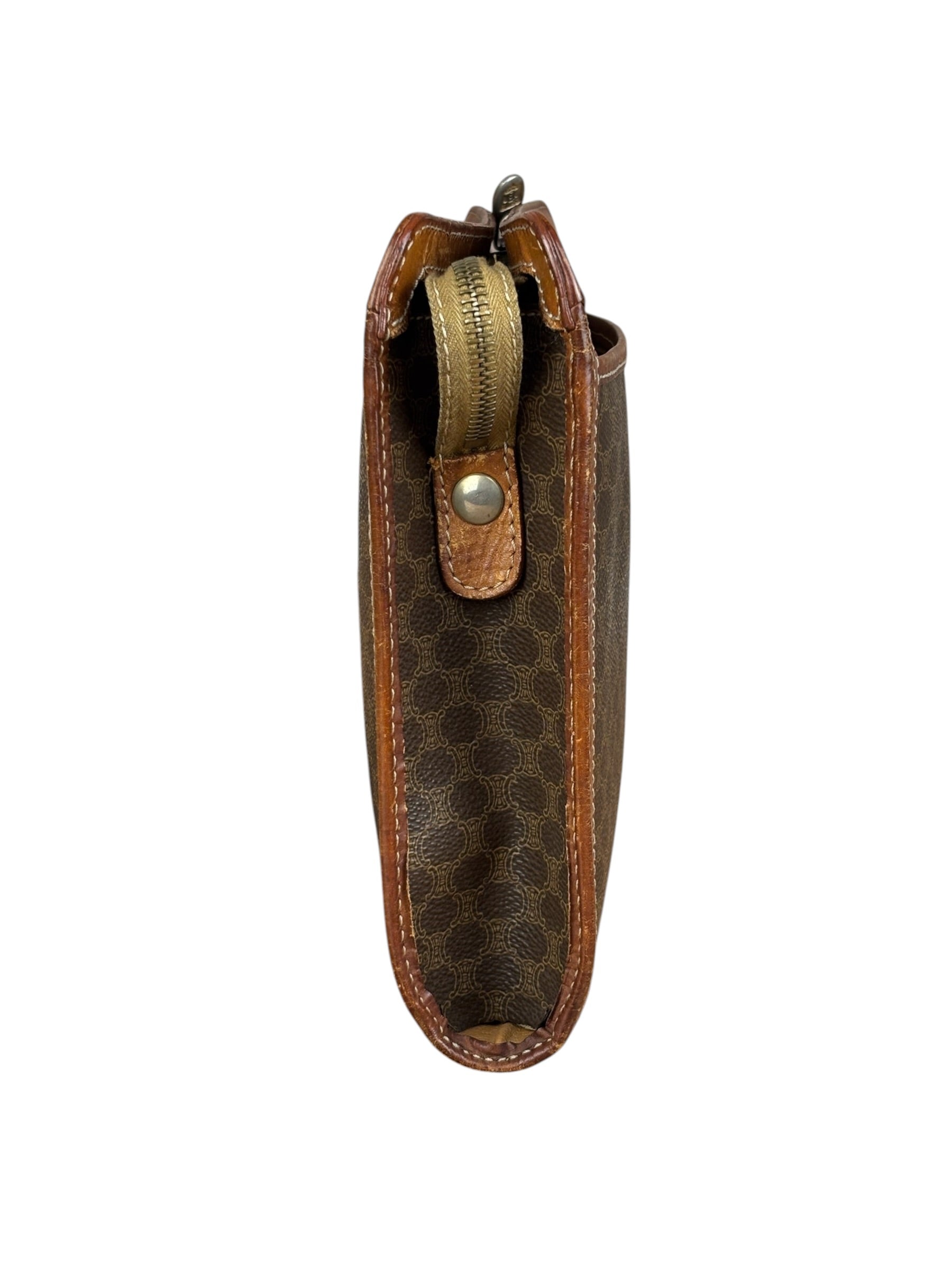 Celine Brown Leather Macadam Clutch