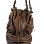 Chanel Brown Leather Essential Square Stitch Bowler Bag 2007