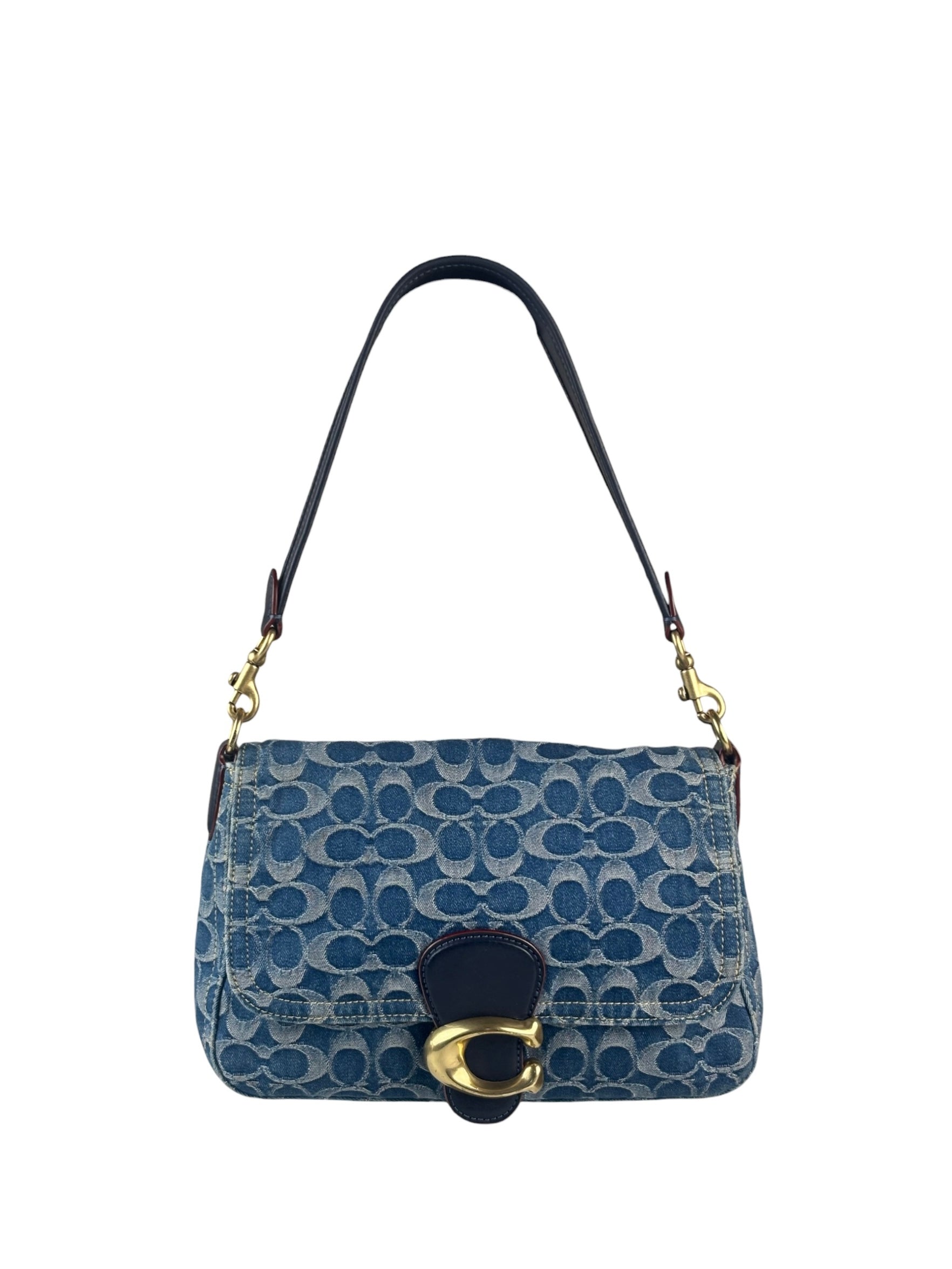 Coach Signature Blue Jacquard Denim Soft Tabby Shoulder Bag