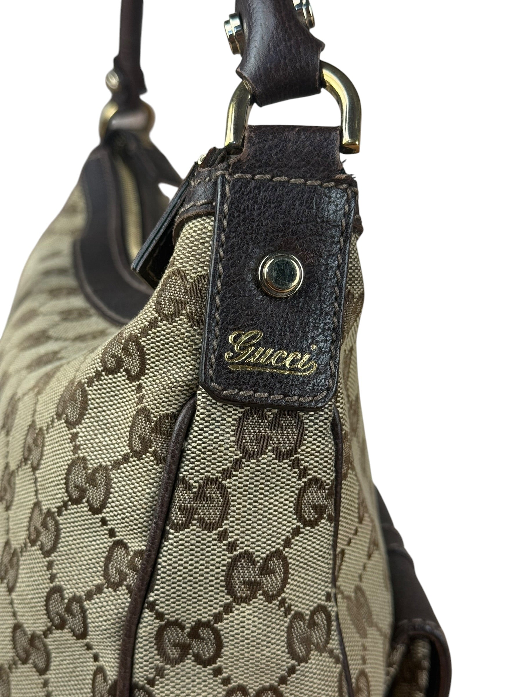 Gucci Vintage Brown Canvas GG Shoulder Bag