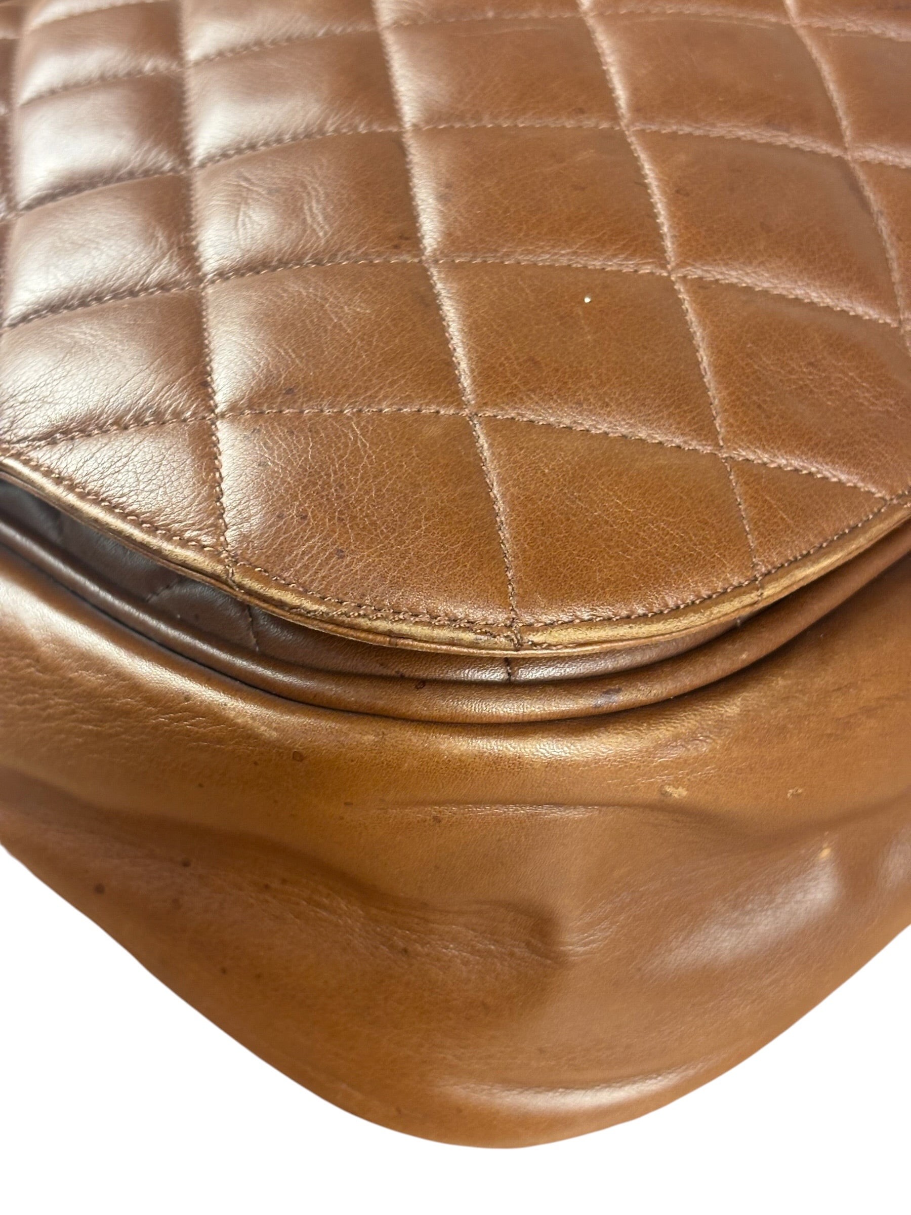 Chanel Brown Quilted Leather Flap Chain Messenger Bag