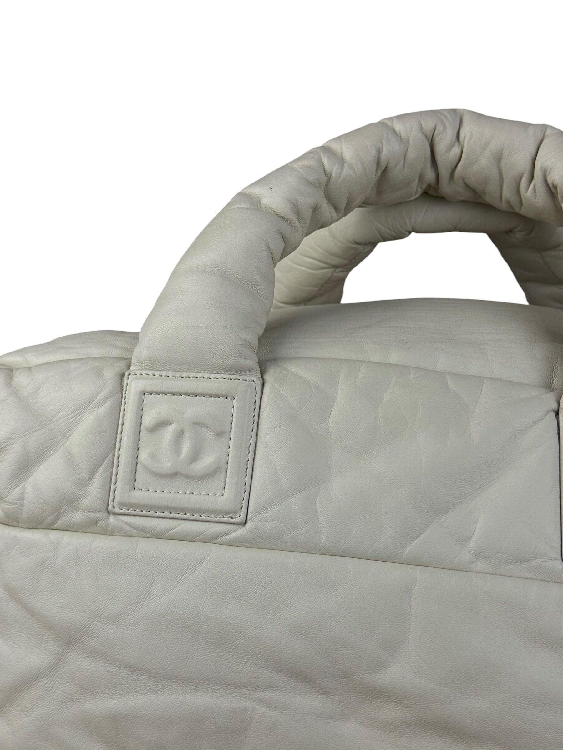 Chanel Coco Cocoon Ivory Puff Leather Boston Handbag 2009