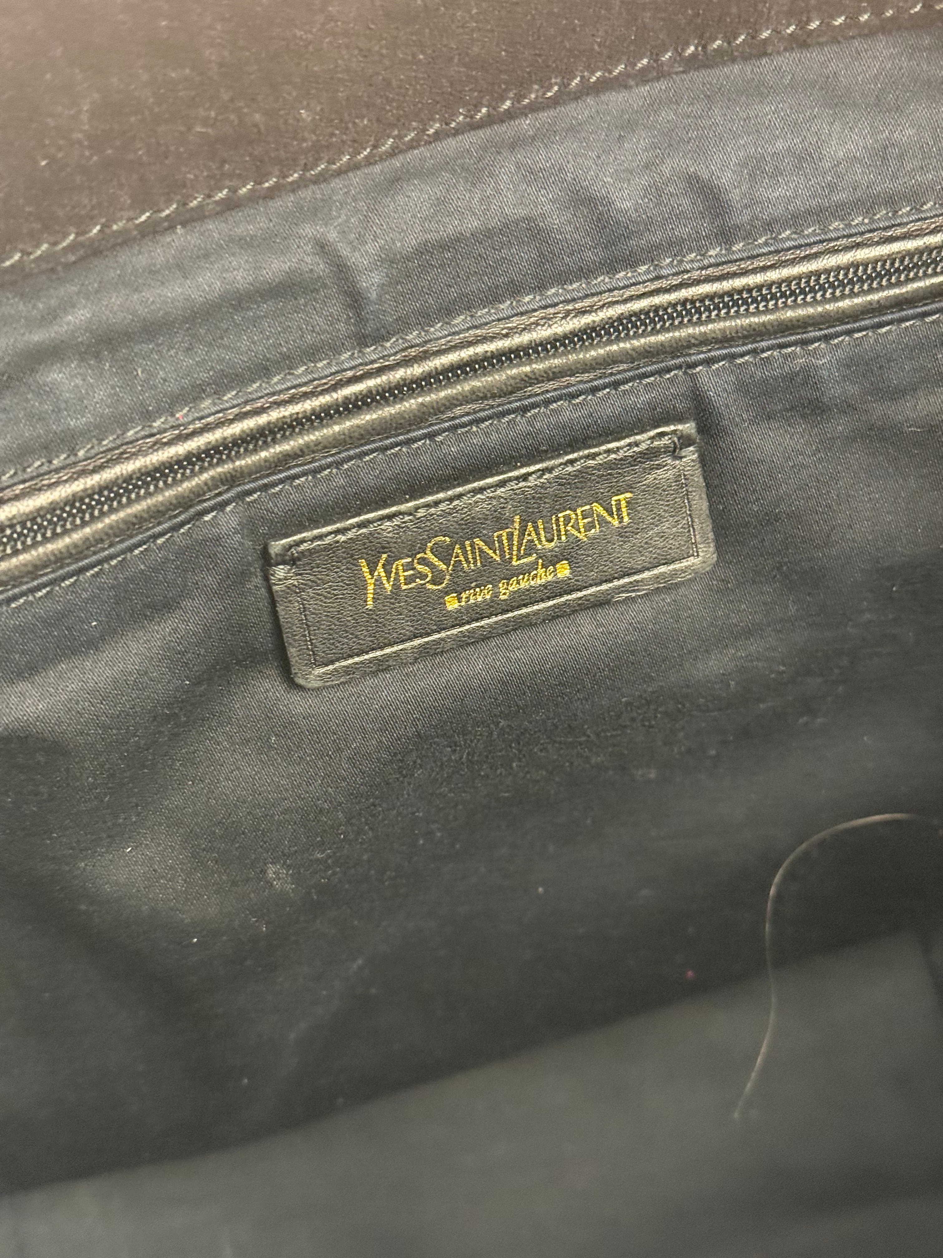 YSL Vintage Black Patent Leather Downtown Handbag