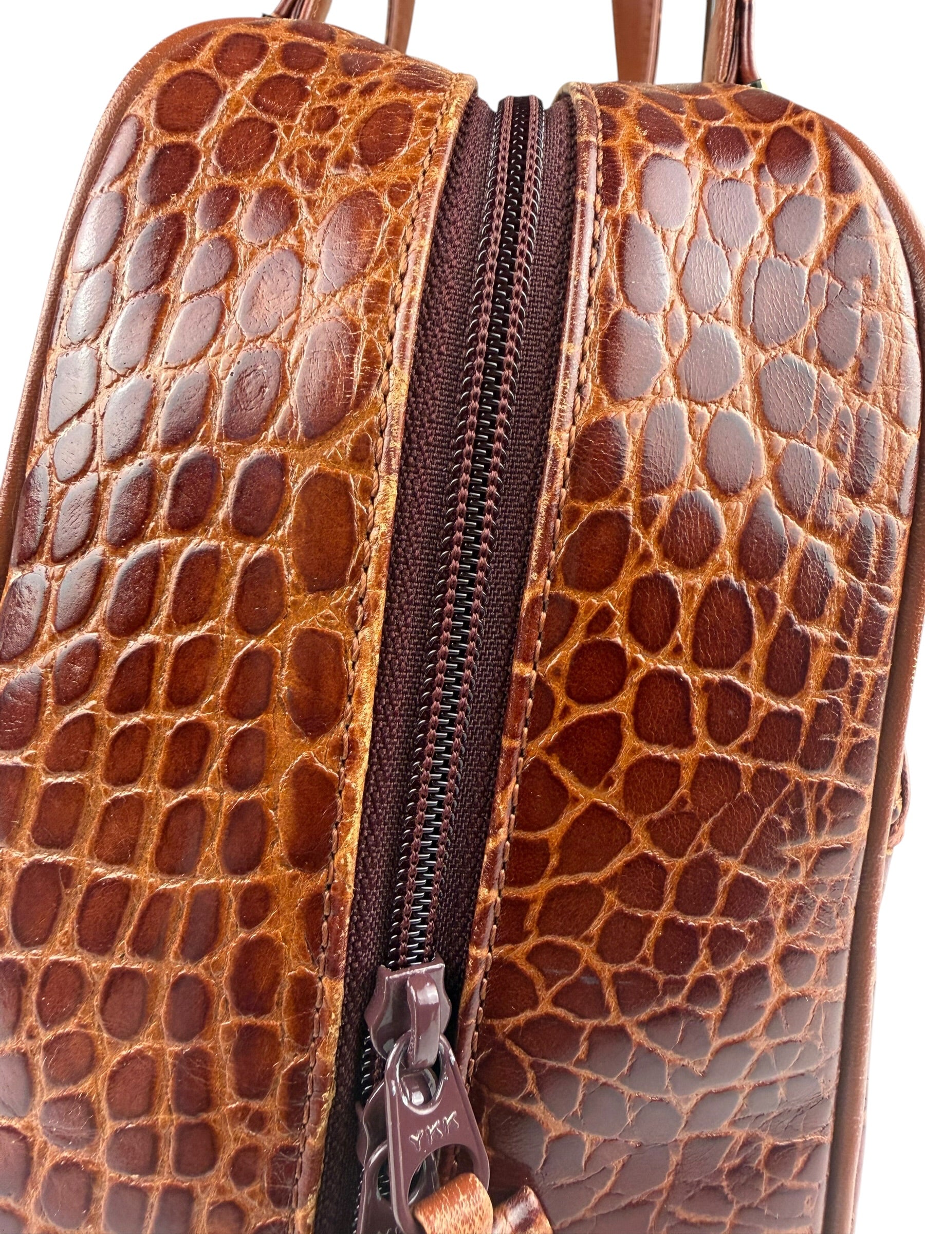 Yves Saint Laurent Vintage Croc-Embossed Leather Handbag