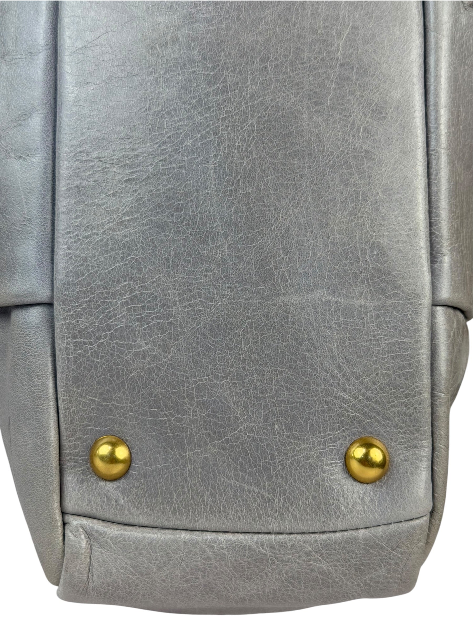 Miu Miu Vintage Pale Grey Vitello Leather Two-Way Bag