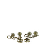 Chanel Gold Tone Cursive CC Climber Clip-On Earrings