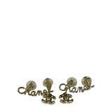 Chanel Gold Tone Cursive CC Climber Clip-On Earrings