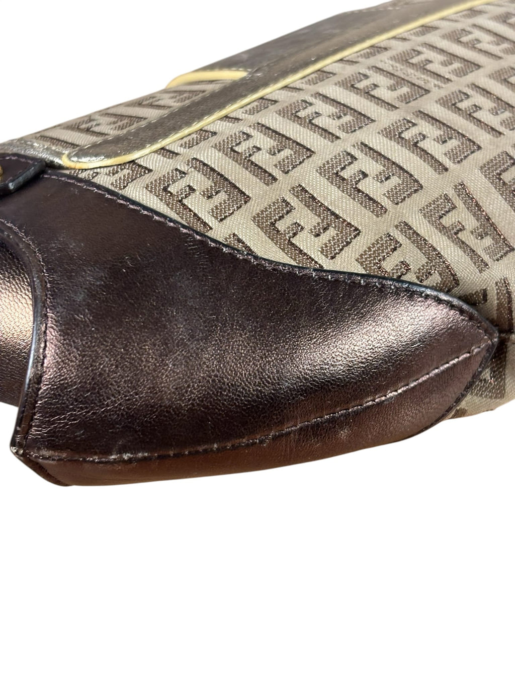 Fendi Colorblock Leather Trim Zucca Compilation Baguette