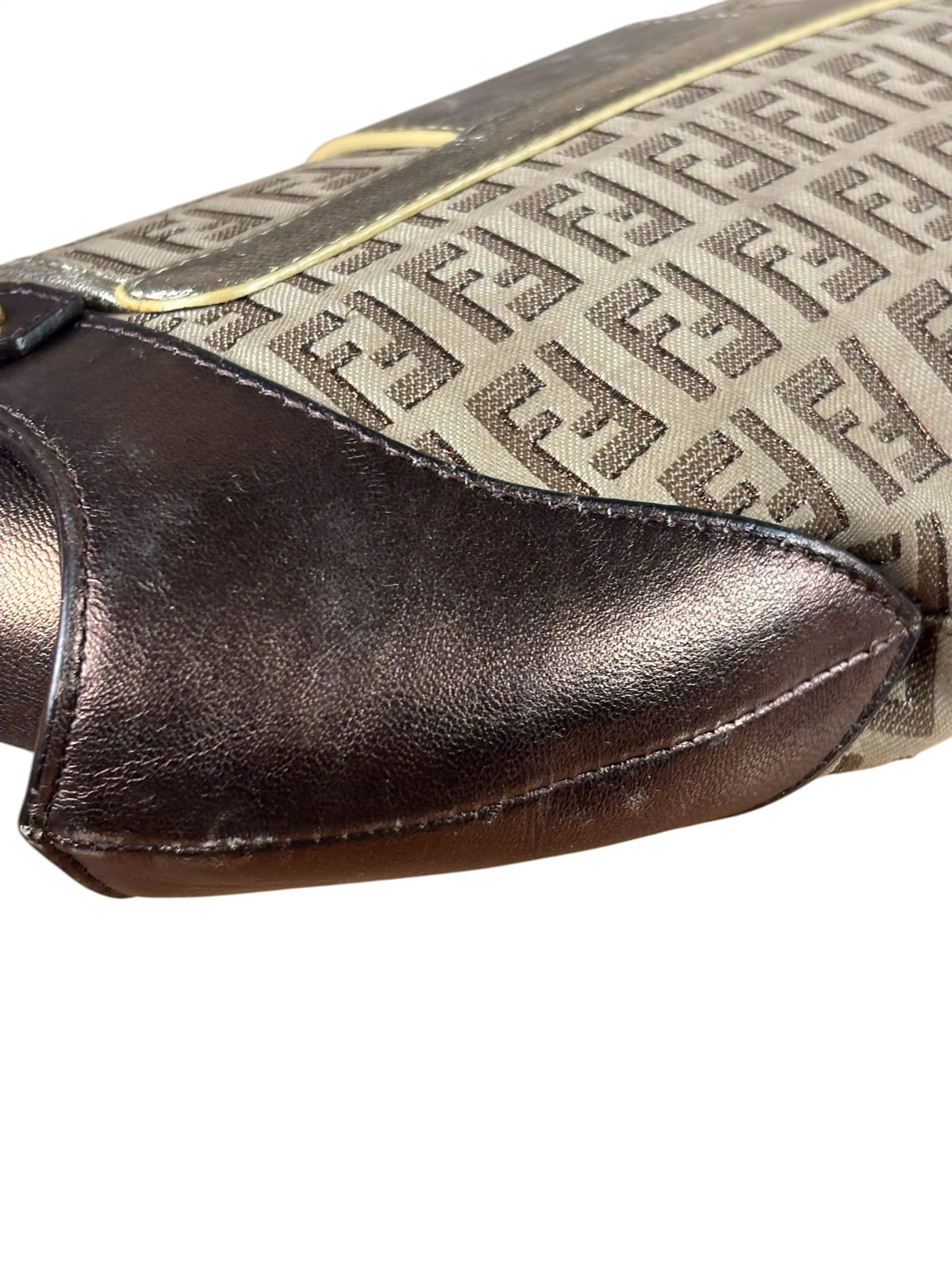 Fendi Colorblock Leather Trim Zucca Compilation Baguette