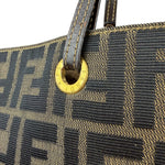 Fendi Brown Leather Trim Canvas  Zucca Tote Bag