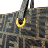 Fendi Brown Leather Trim Canvas  Zucca Tote Bag