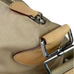 Prada Beige Cloth/Patent Leather Trim Shoulder Bag