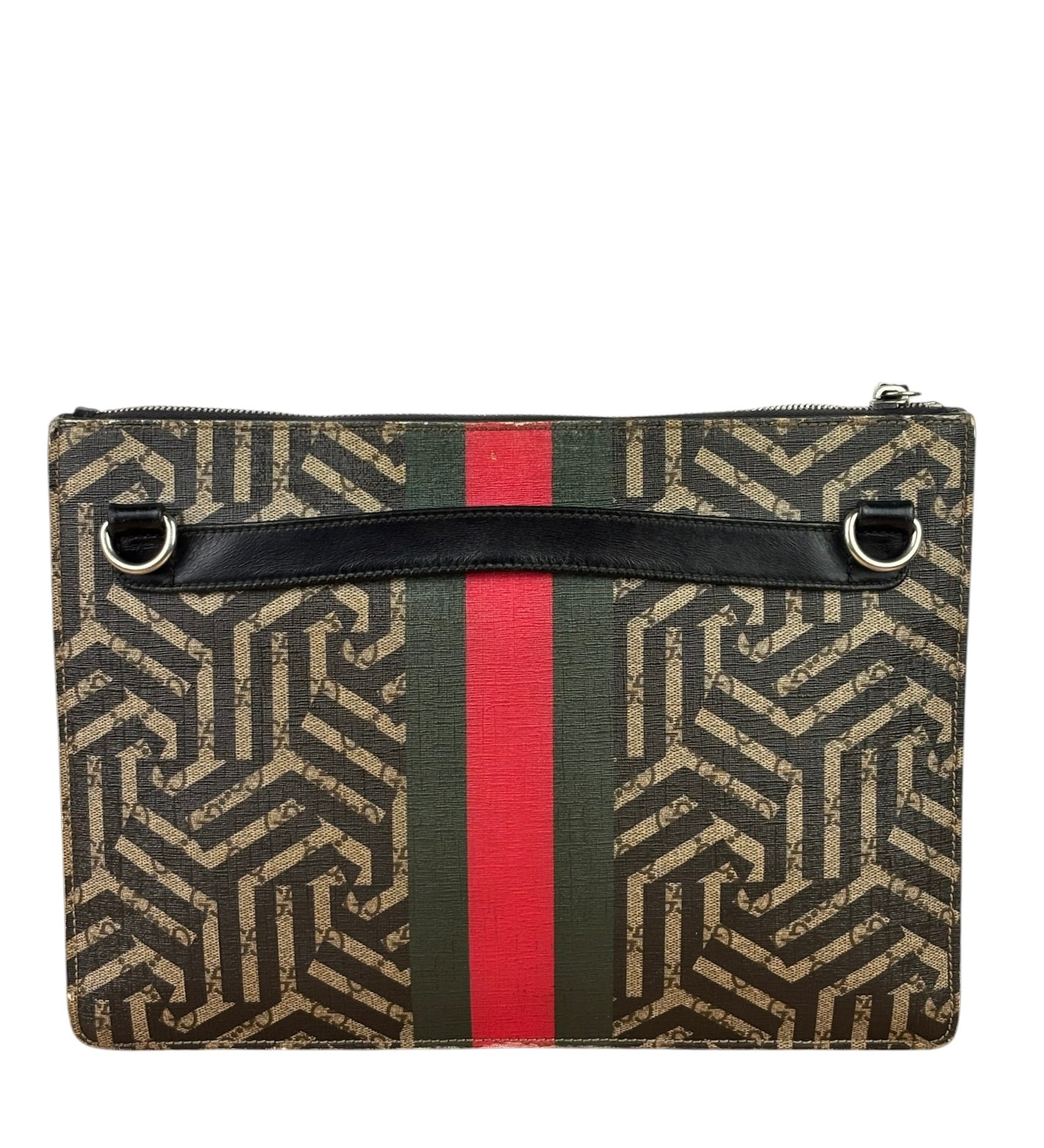 Gucci Beige/Black GG Caleido Web Zip Crossbody Bag