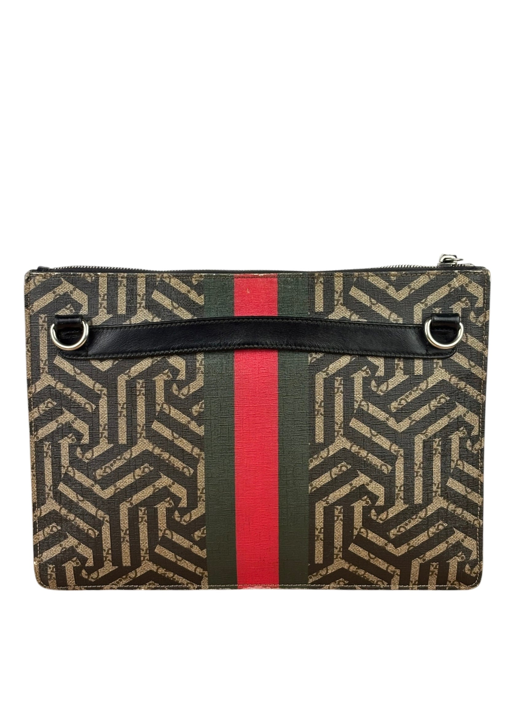 Gucci Beige/Black GG Caleido Web Zip Crossbody Bag