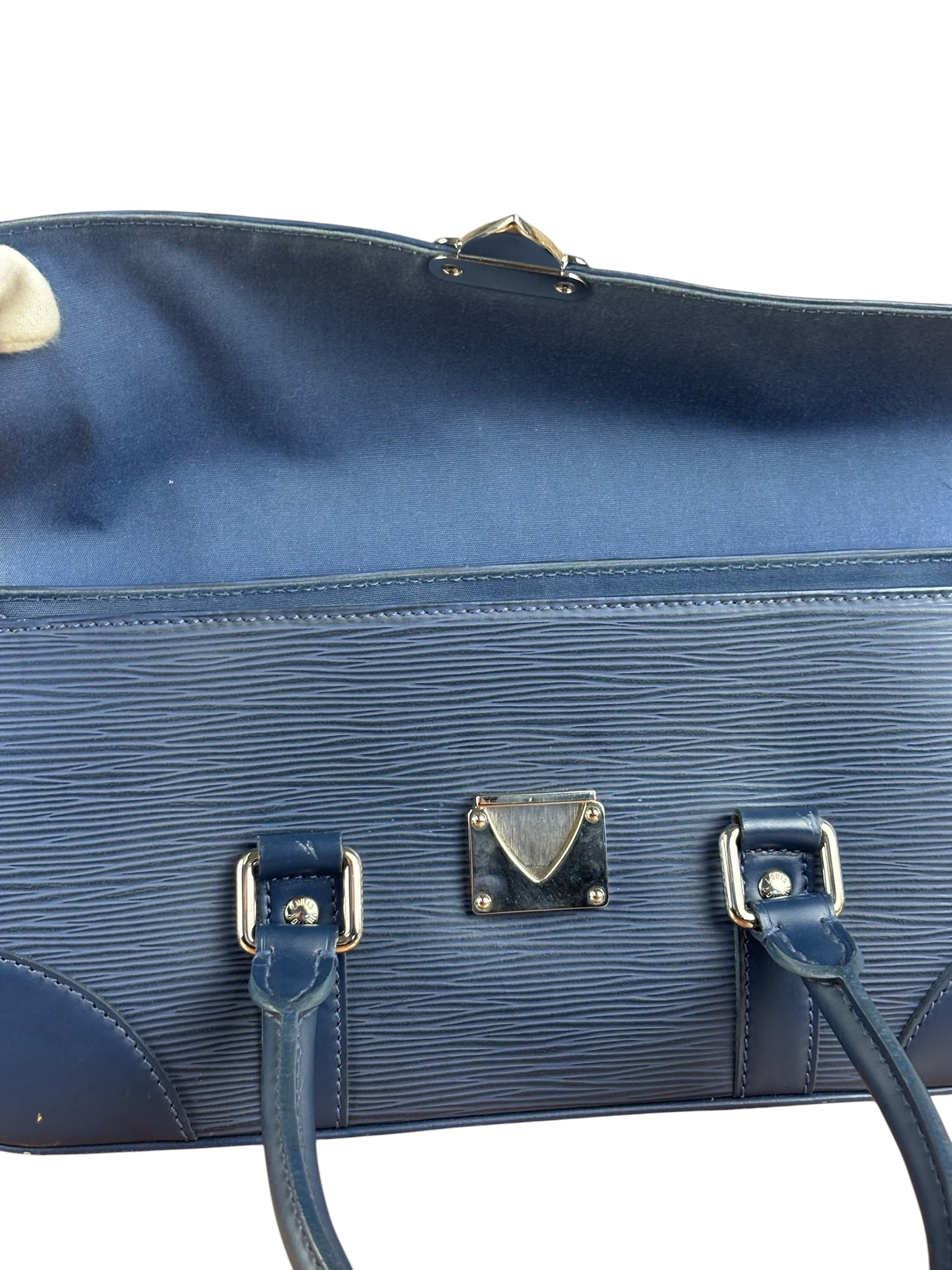 Louis Vuitton Navy Blue Leather Epi Segur Handbag PM