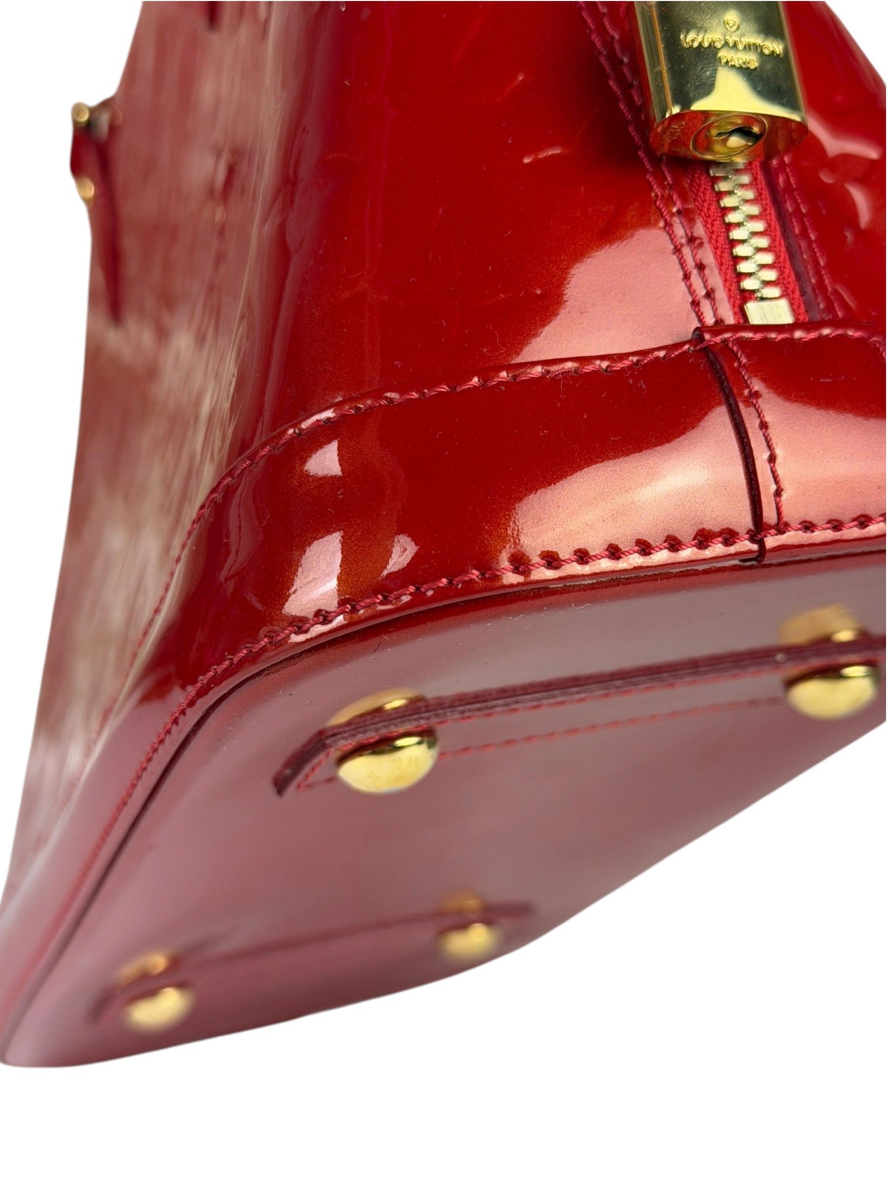 Louis Vuitton Red Vernis Alma MM Handbag