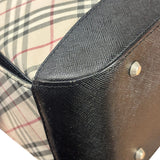 Burberry Black/Beige Saffiano Leather Trim Nova Check Hobo Bag