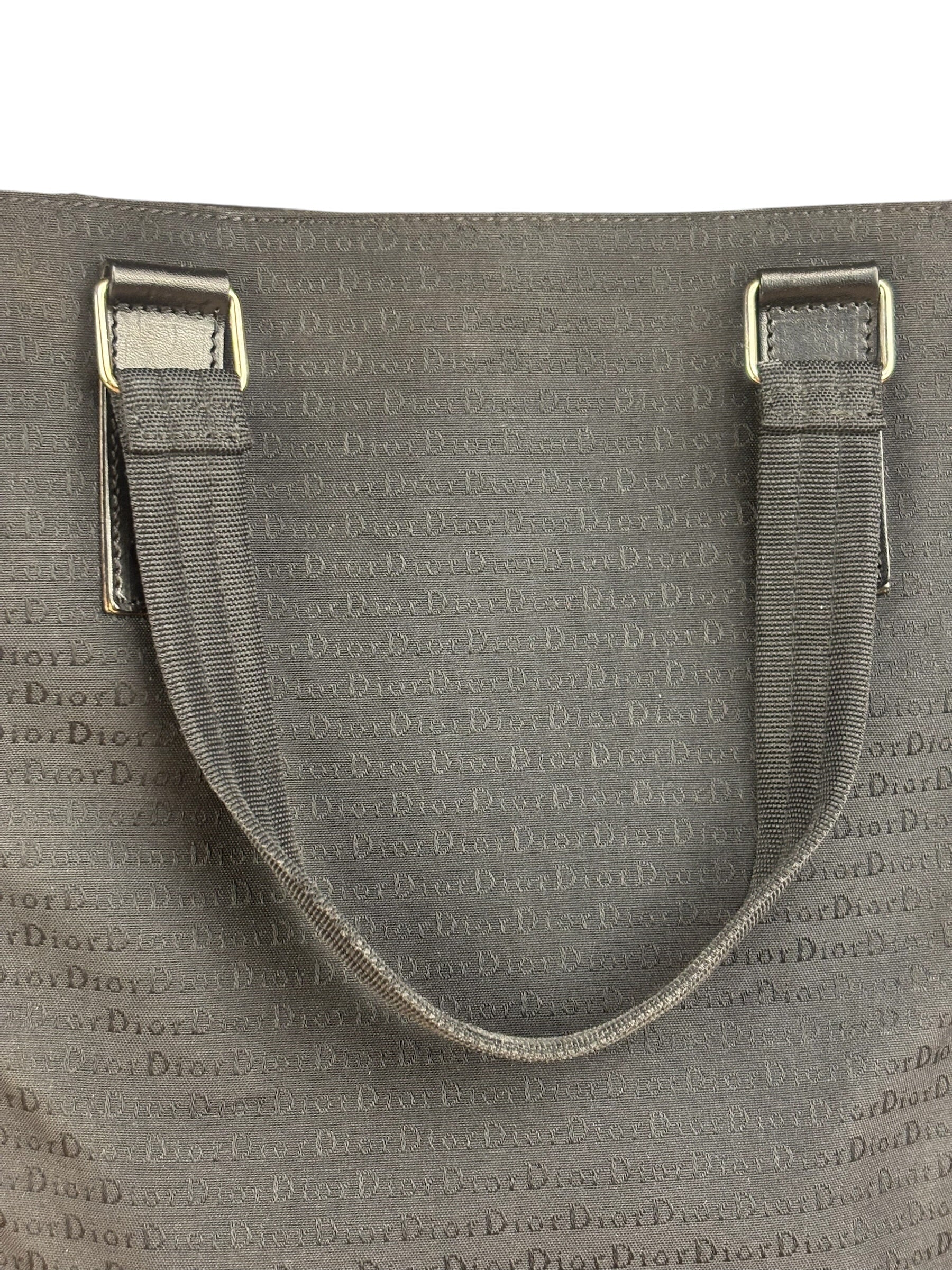 Christian Dior Vintage Black Logo Print Canvas Tote