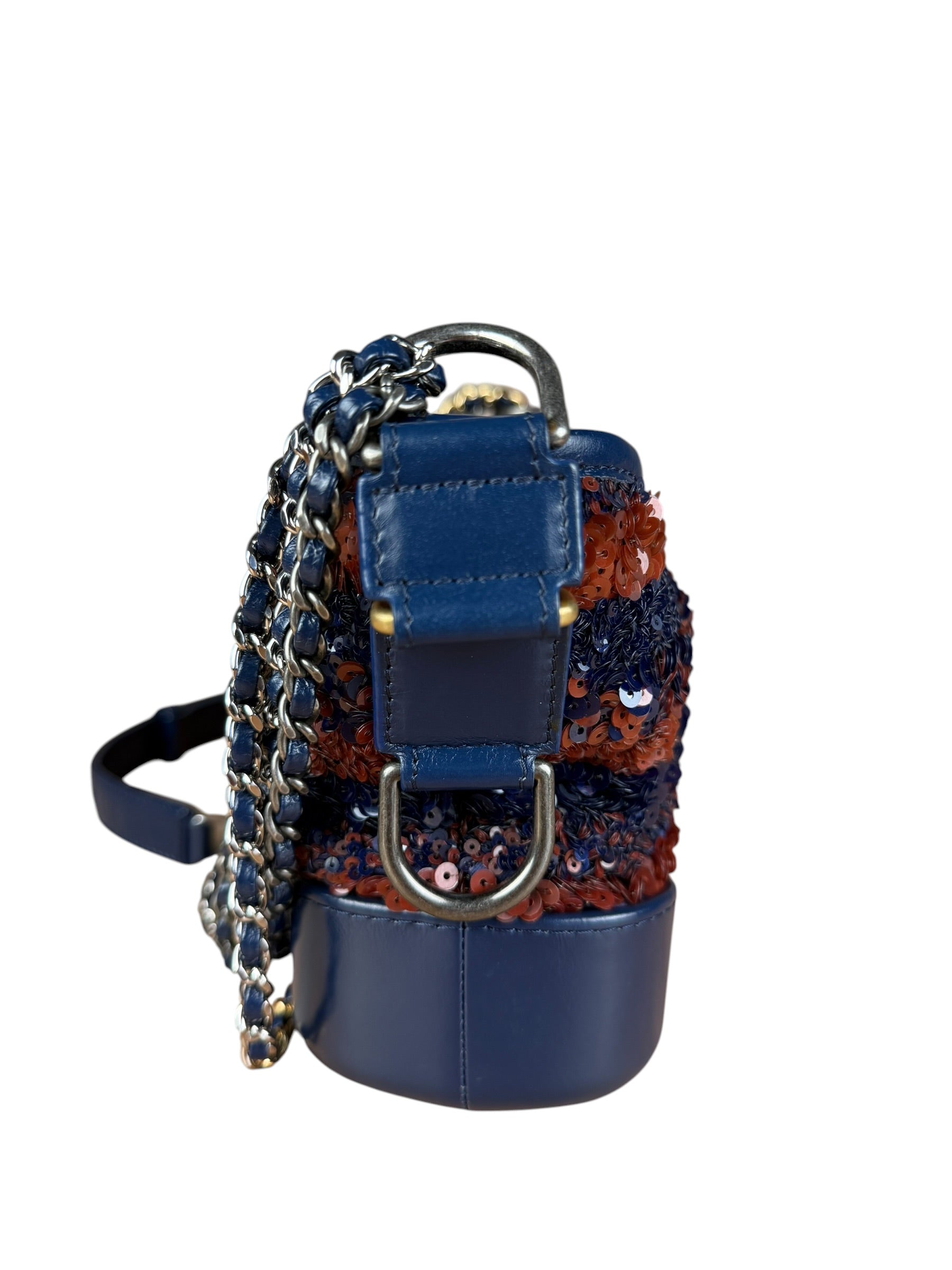 Chanel Gabrielle Small Sequin Hobo Bag Navy 2018