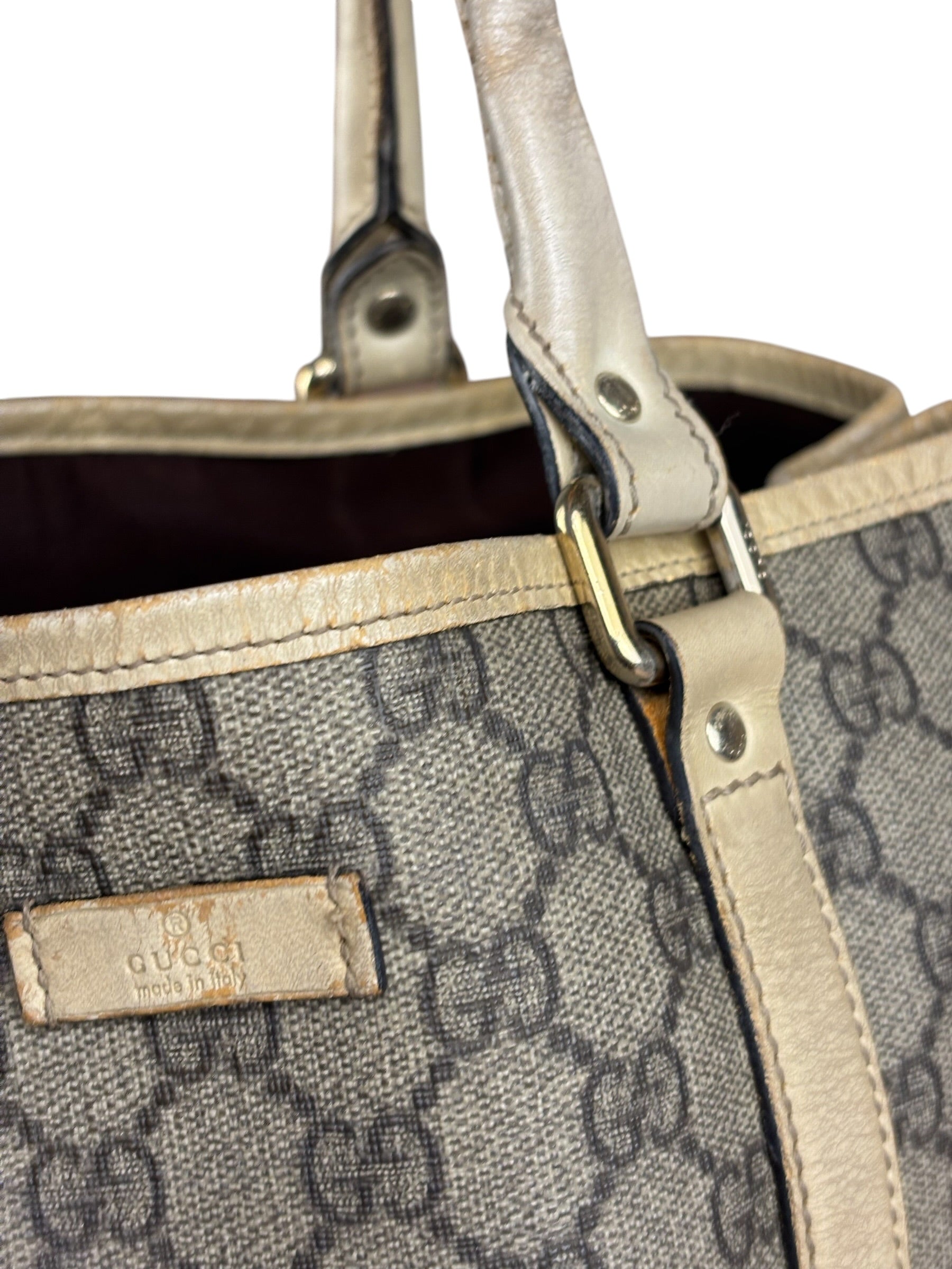 Gucci Beige GG Supreme Monogram Joy Vertical Tote Bag