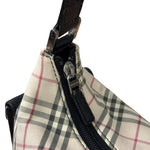 Burberry Black/Beige Saffiano Leather Trim Nova Check Hobo Bag