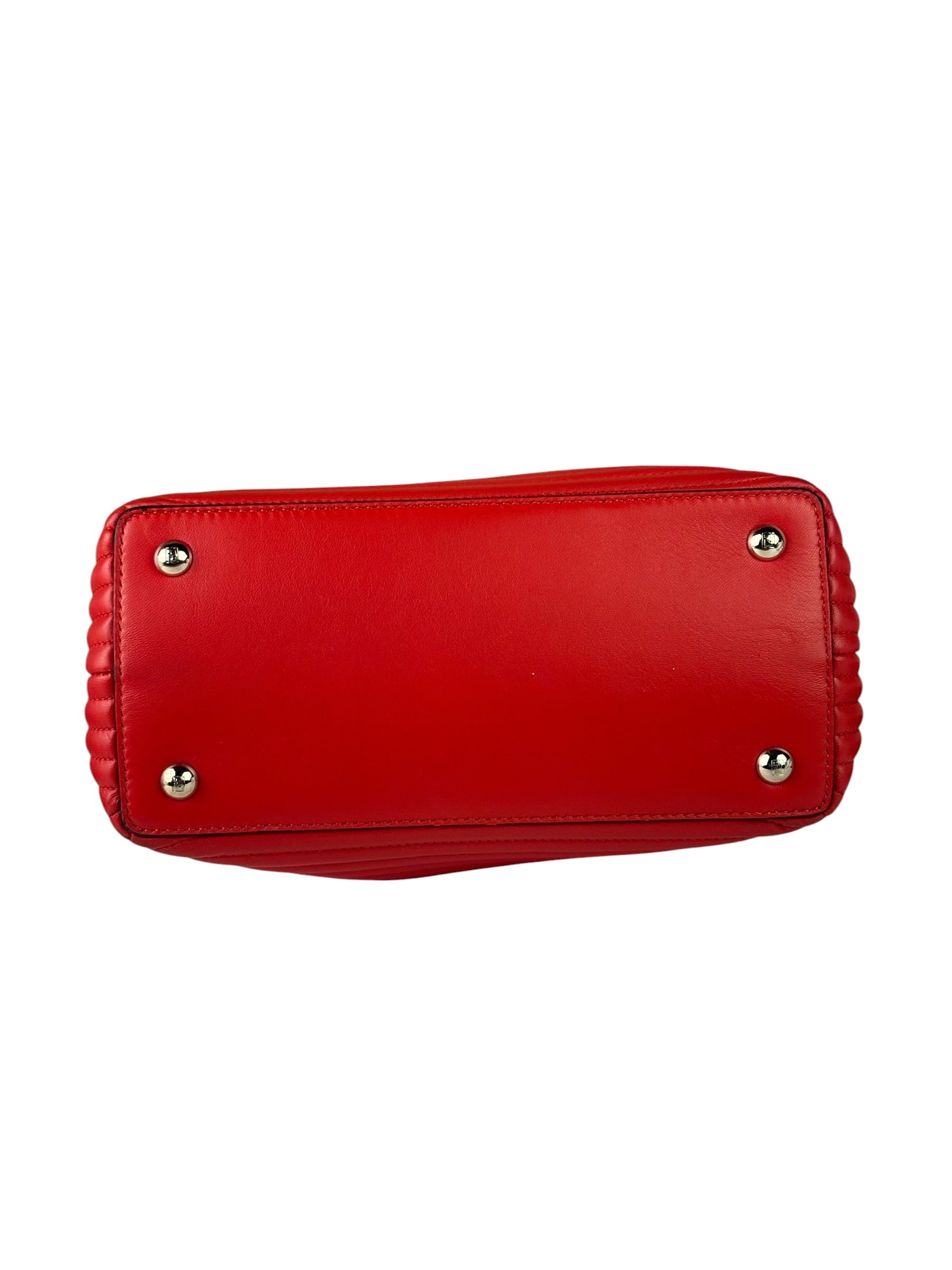 Fendi Vintage Red Calfskin Potcom Click Small Shoulder Bag