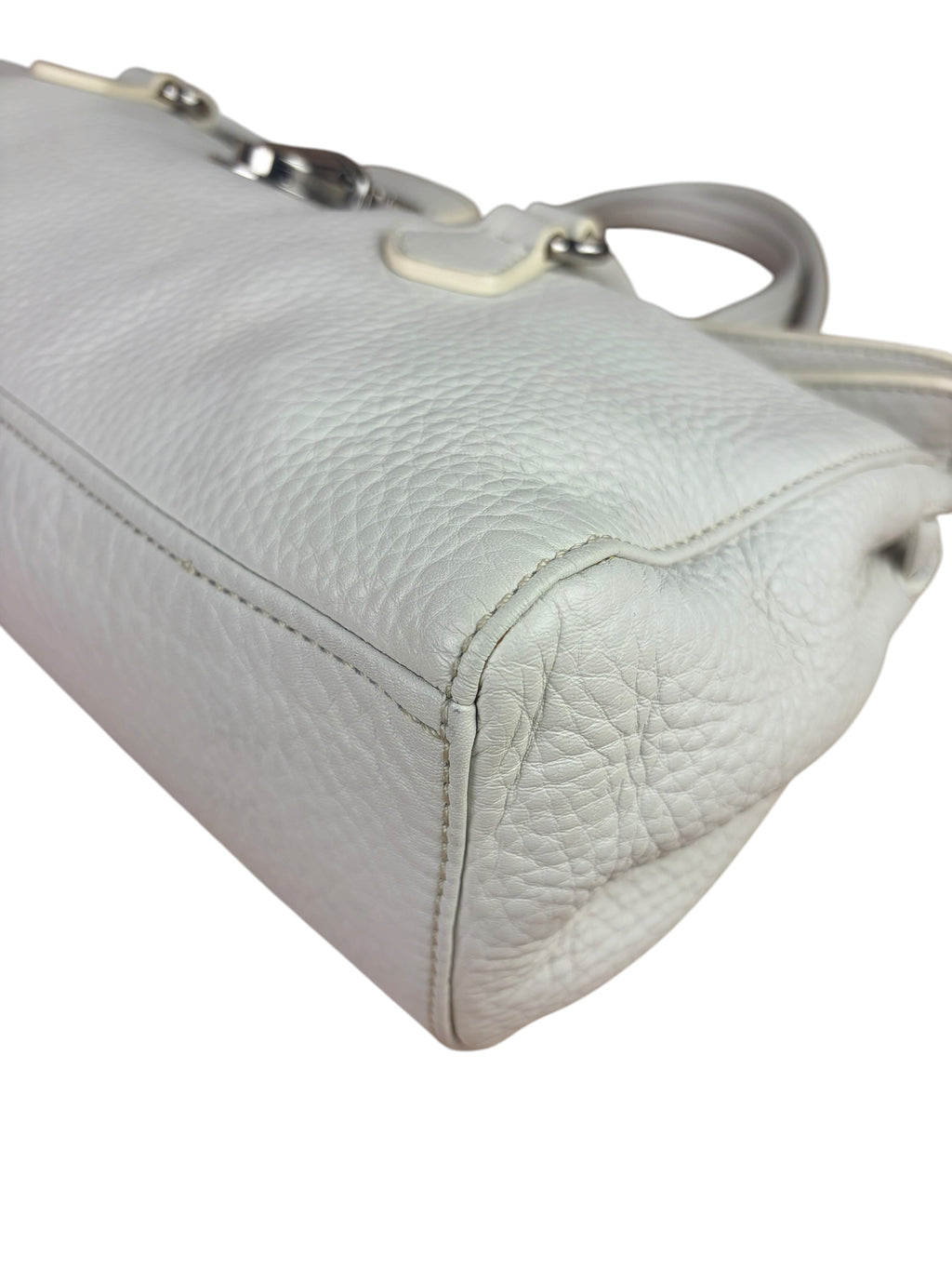 Prada White Leather Vitello Daino Easy Shoulder Bag
