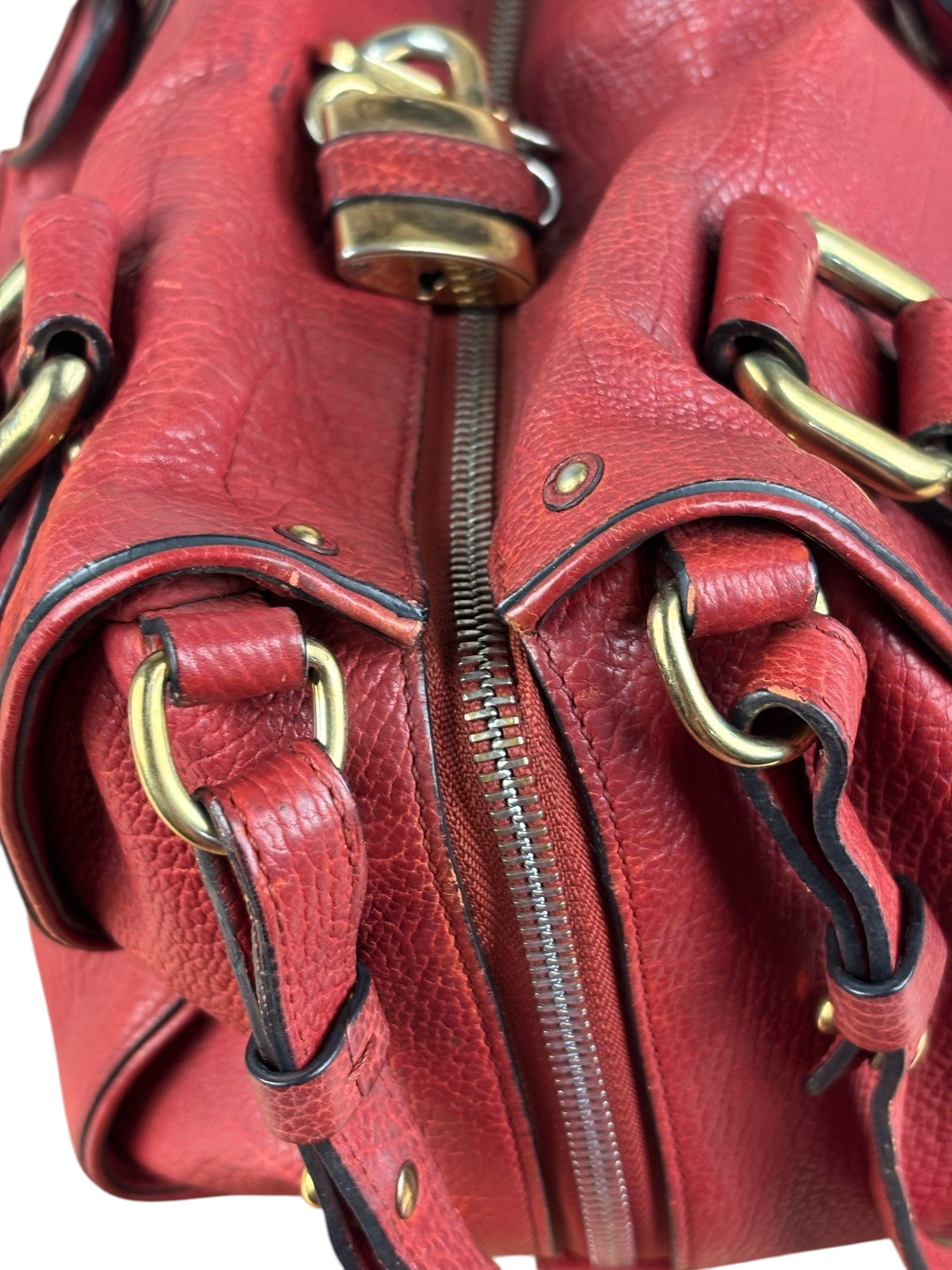 Chloe Red Leather Paddington Medium Satchel Two-Way Bag