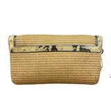 Coach Python-Trimmed Straw Natalie Wristlet