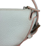 Loewe White Pebbled Leather Pink Trim Mini Boat Pochette