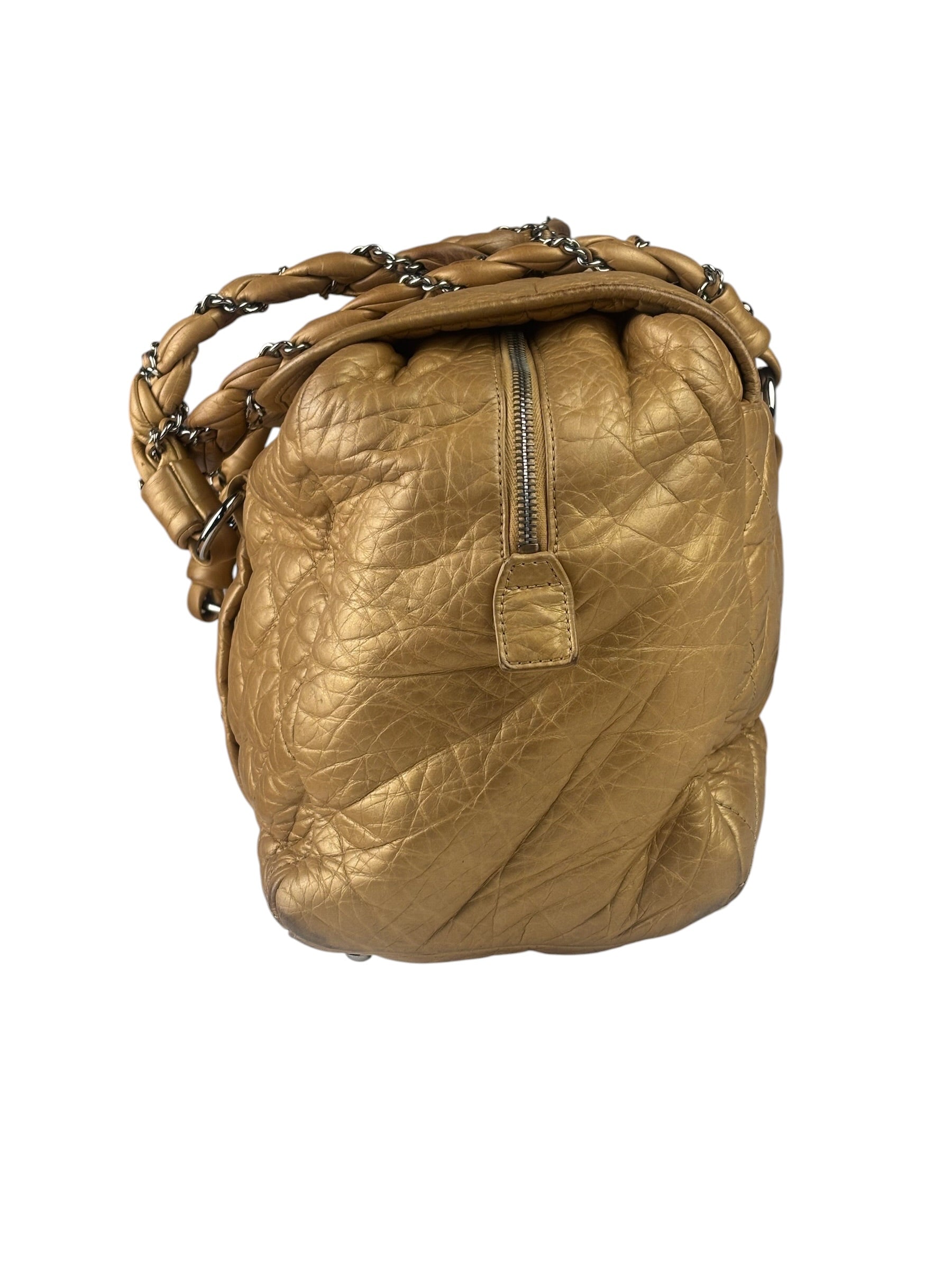 Chanel Gold Quilted Lambskin Lady Braid Flap Bag 2005
