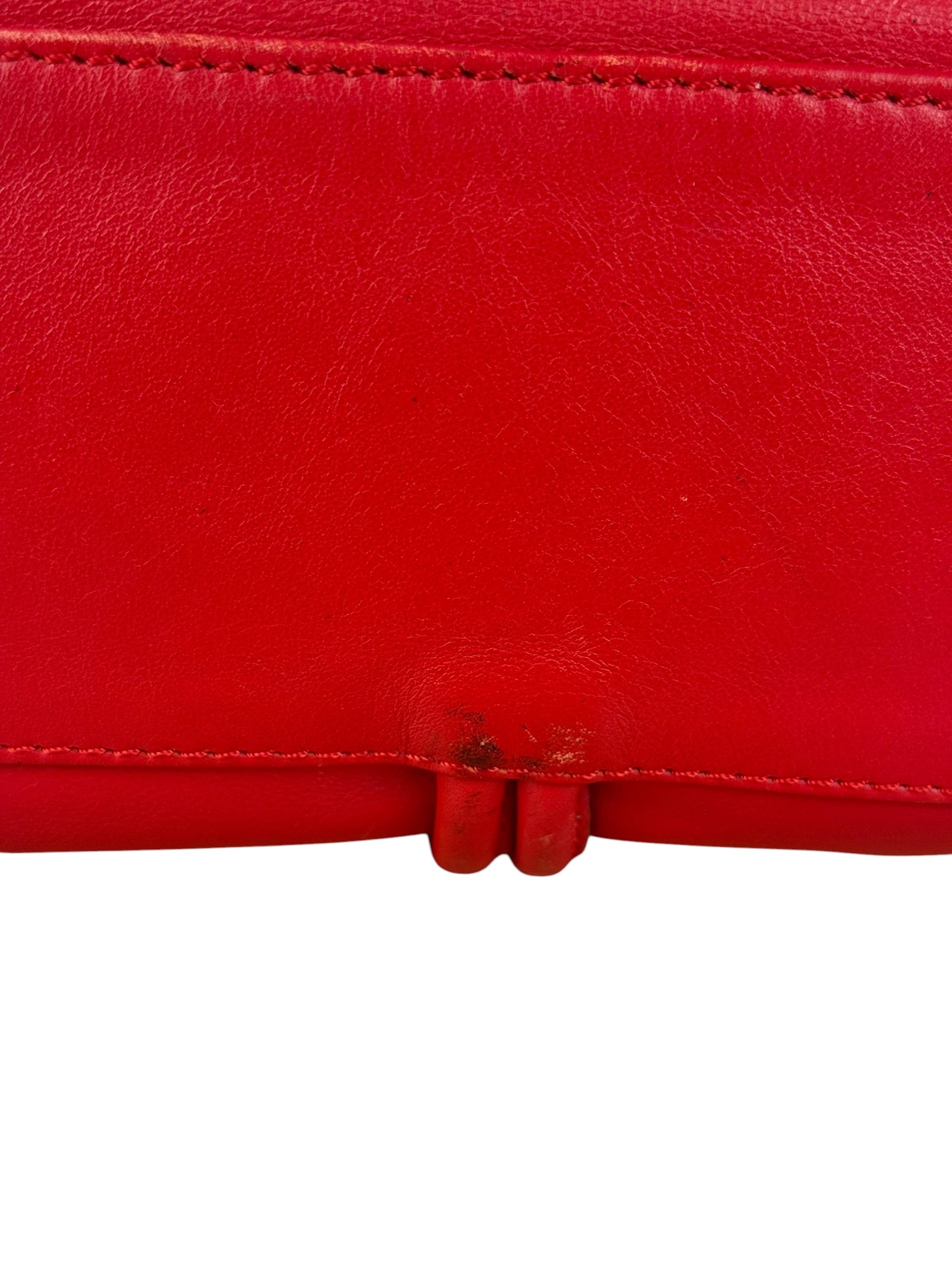 Burberry Red Leather Haymarket Check Shoulder Bag