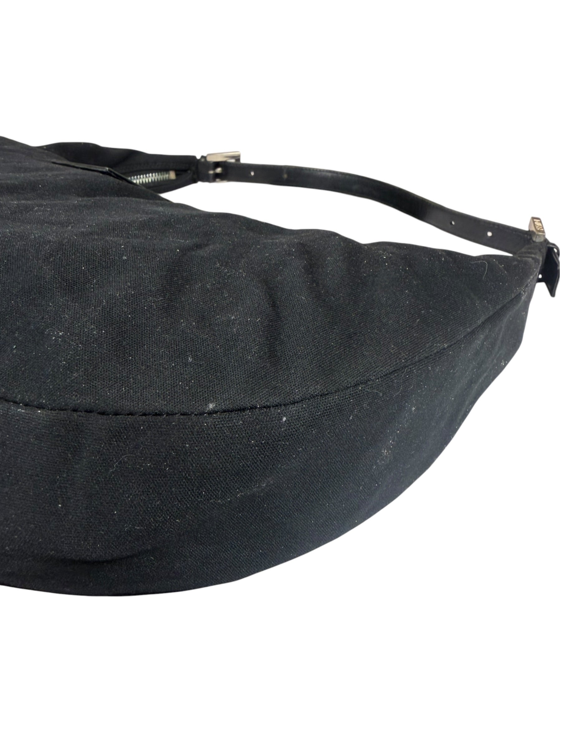 Fendi Black Leather Trim Mamma Baguette