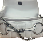 Gucci White Horsebit Vertical Quilted Leather Shoulder Bag