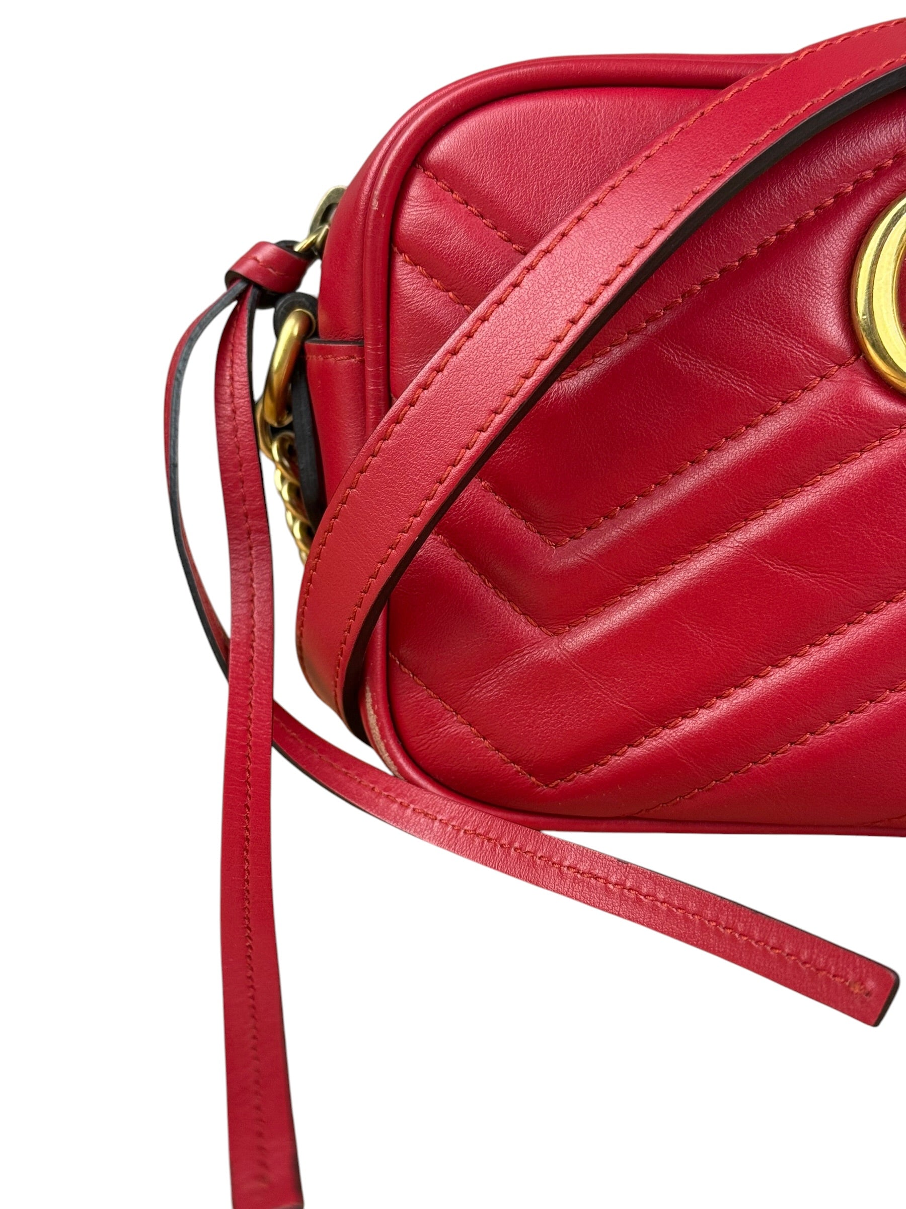 Gucci Leather GG Red Marmont Crossbody