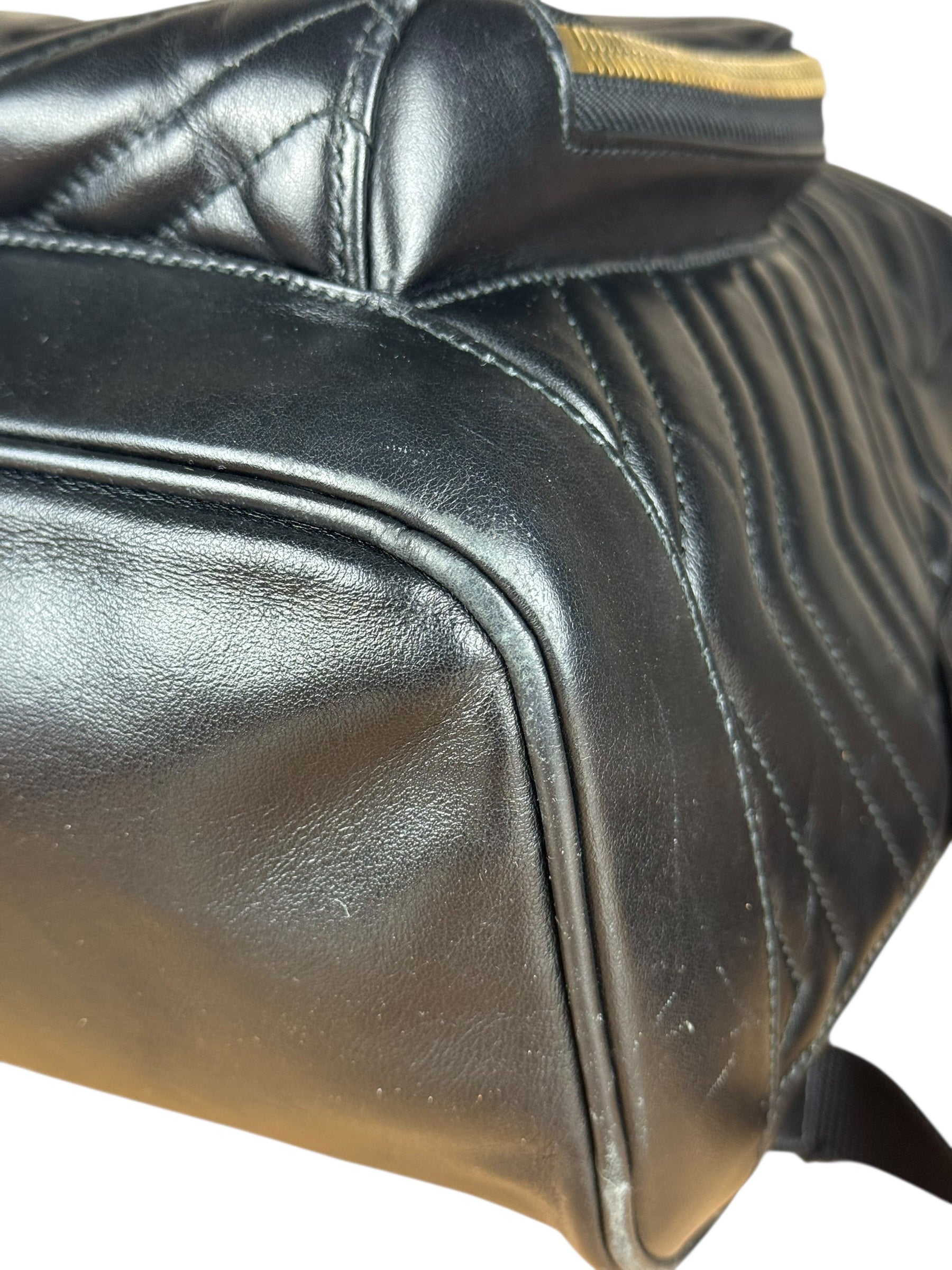 Gucci Black Chevron Leather Backpack