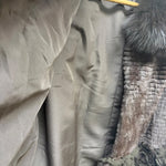 Vintage Brown Fox Fur Trim Vertical Stripped Sheared Beaver Flowers Boarder Coat