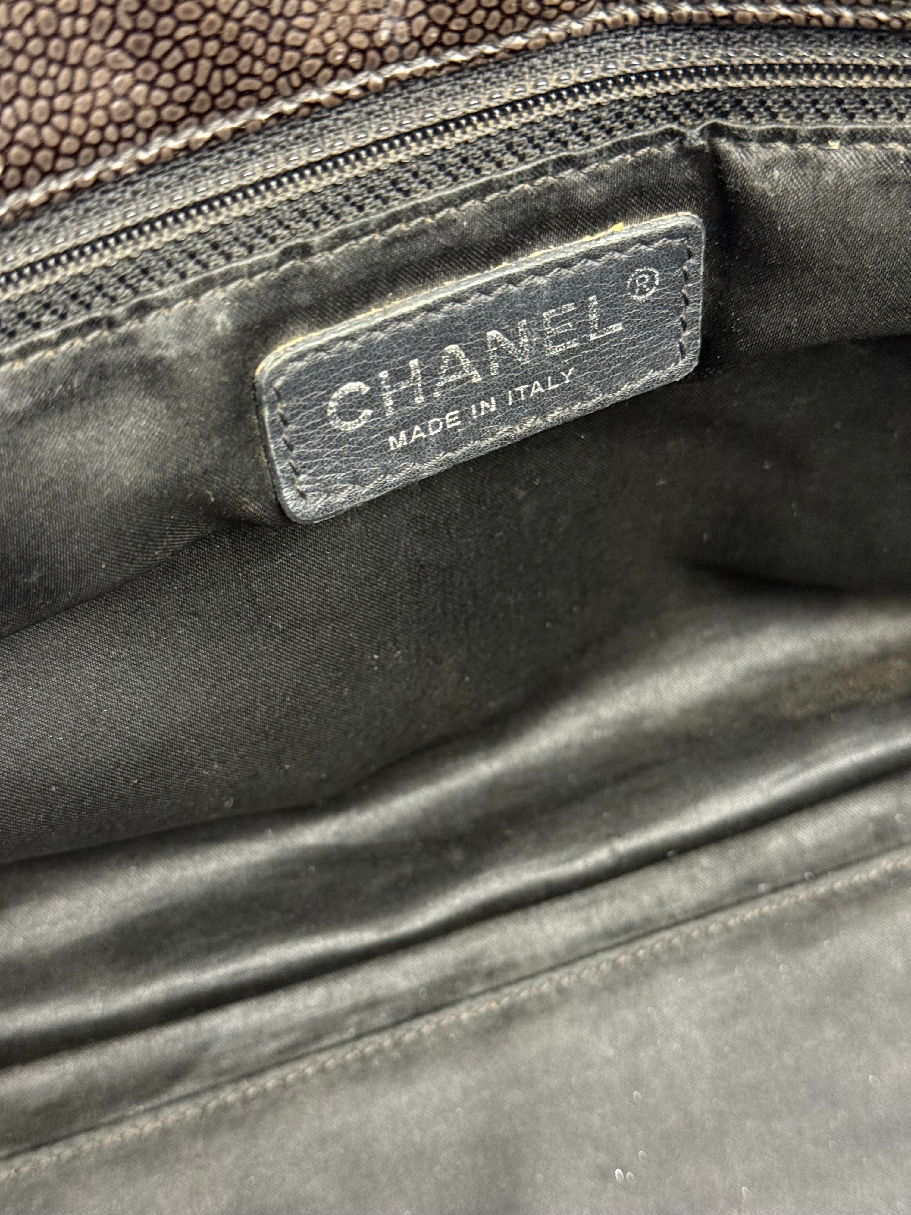 Chanel Black/Grey Textured Patent 2.55 Reissue Chain Tote