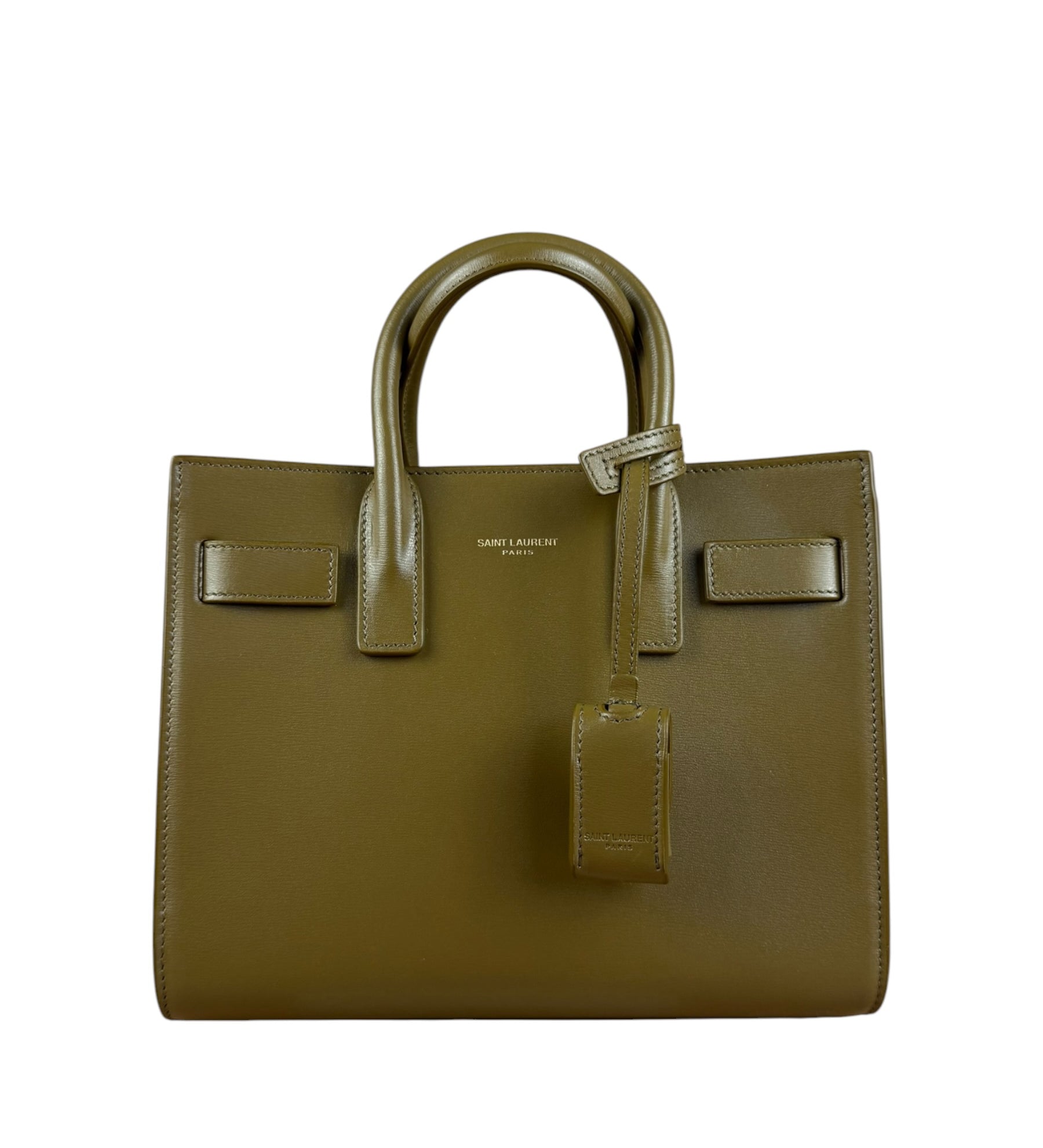 Saint Laurent Green Leather Nano Sac De Jour 2Way Tote