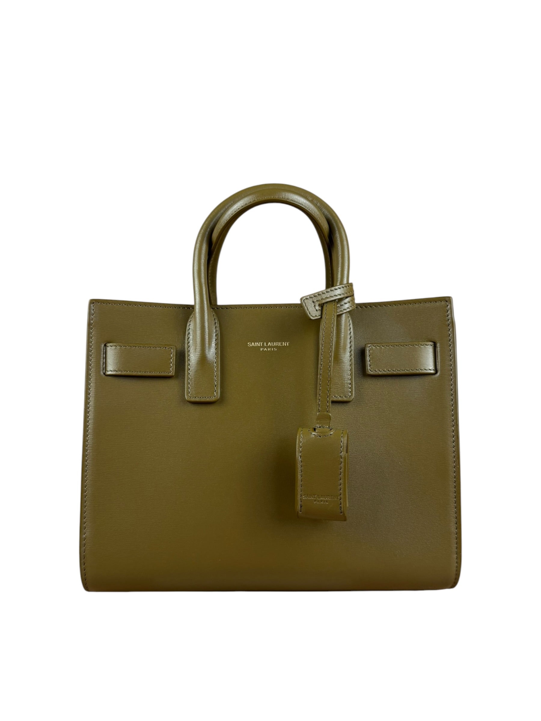 Saint Laurent Green Leather Nano Sac De Jour 2Way Tote