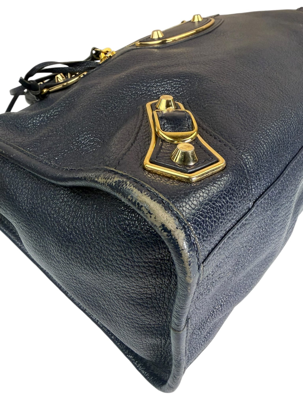 Balenciaga Navy Leather Velo Moto Two-Way Bag
