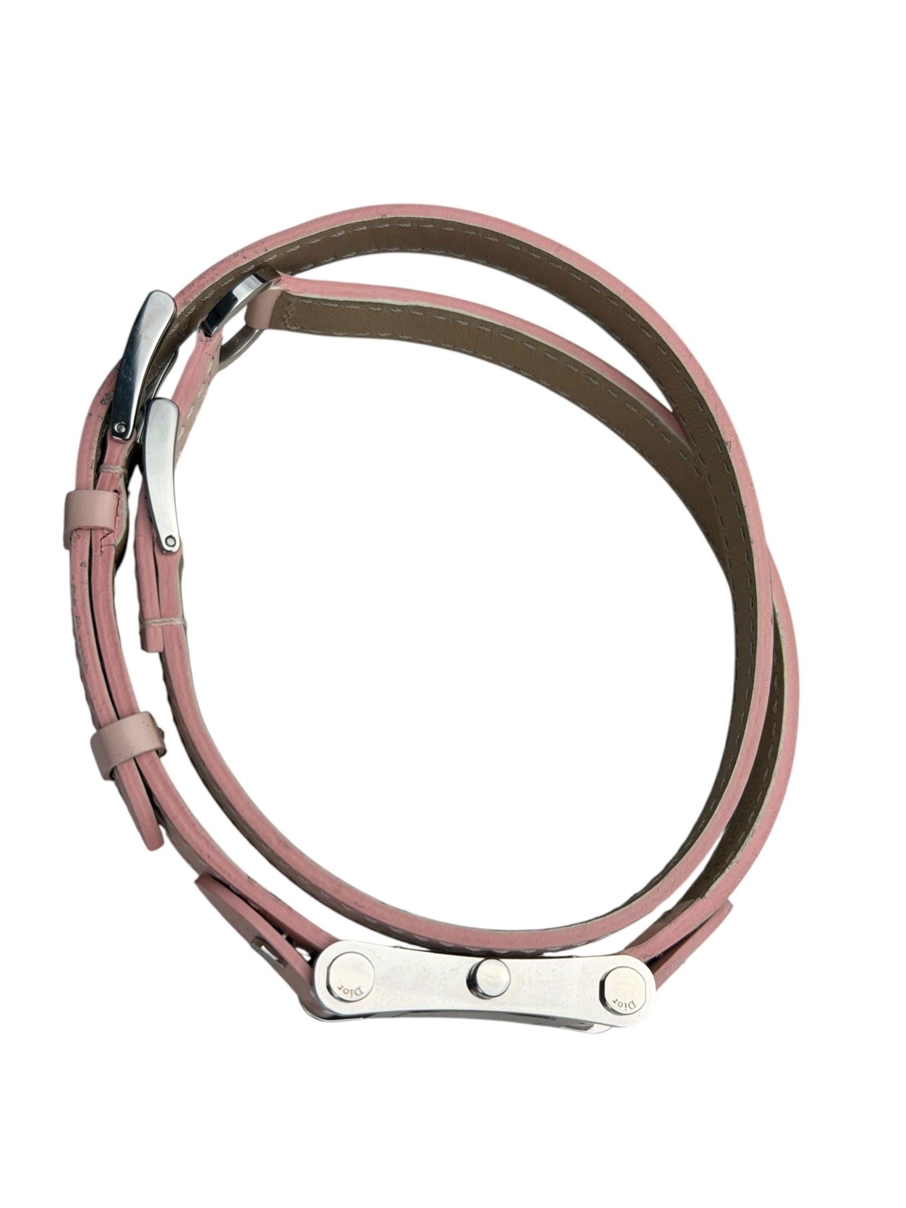 Dior D104 Pink Leather Double Strap Watch