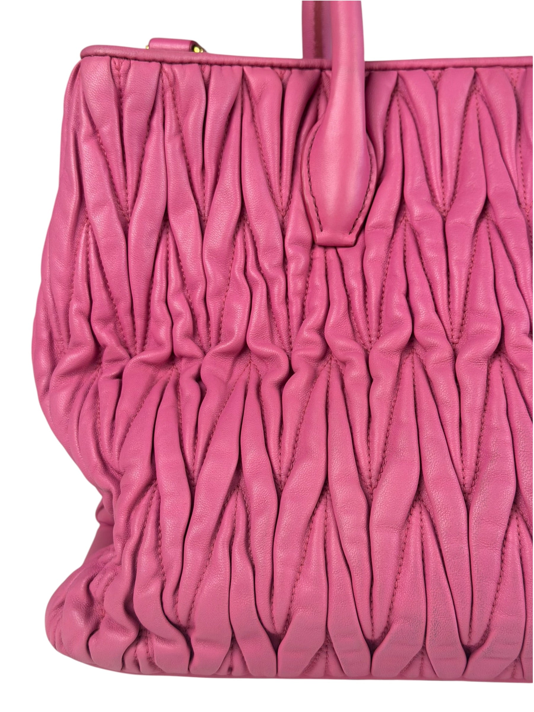 Miu Miu Pink Nappa Leather 2Way Tote Bag