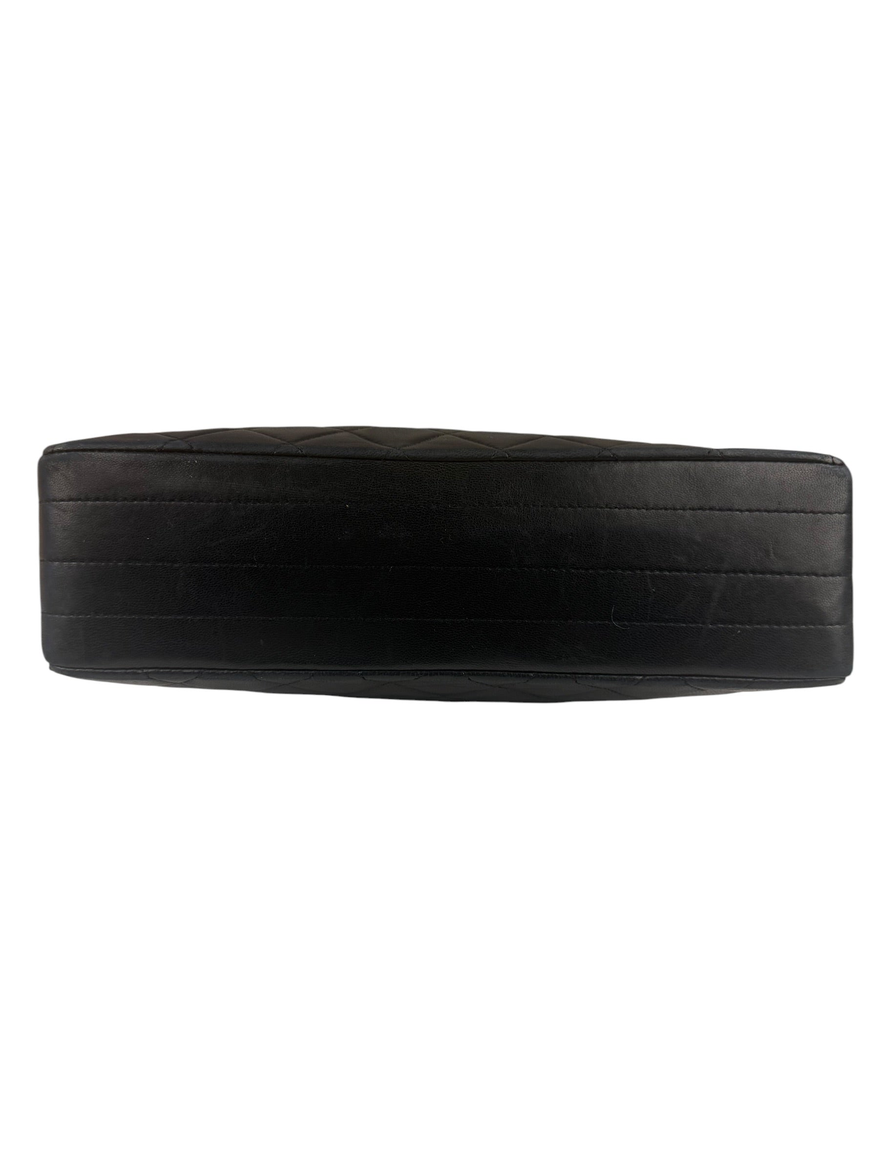 Chanel Black Quilted Lambskin Half Moon Flap 1989