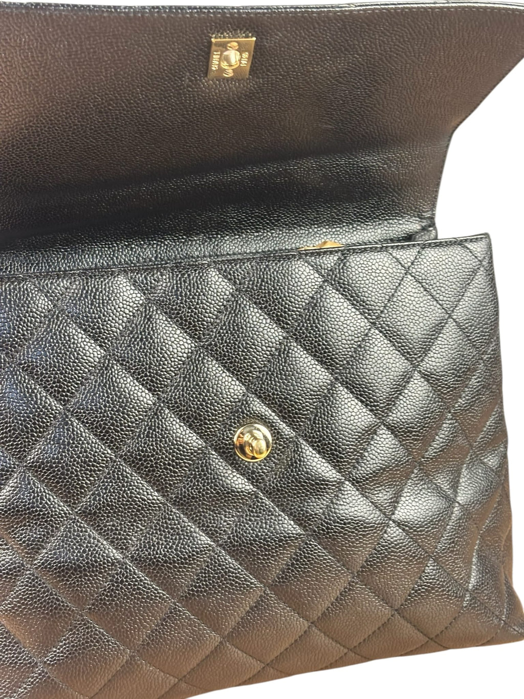 Chanel Black Caviar Quilted Medium Top Handle Bag 2000