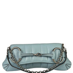 Gucci Blue Leather Horsebit Chain Shoulder Bag