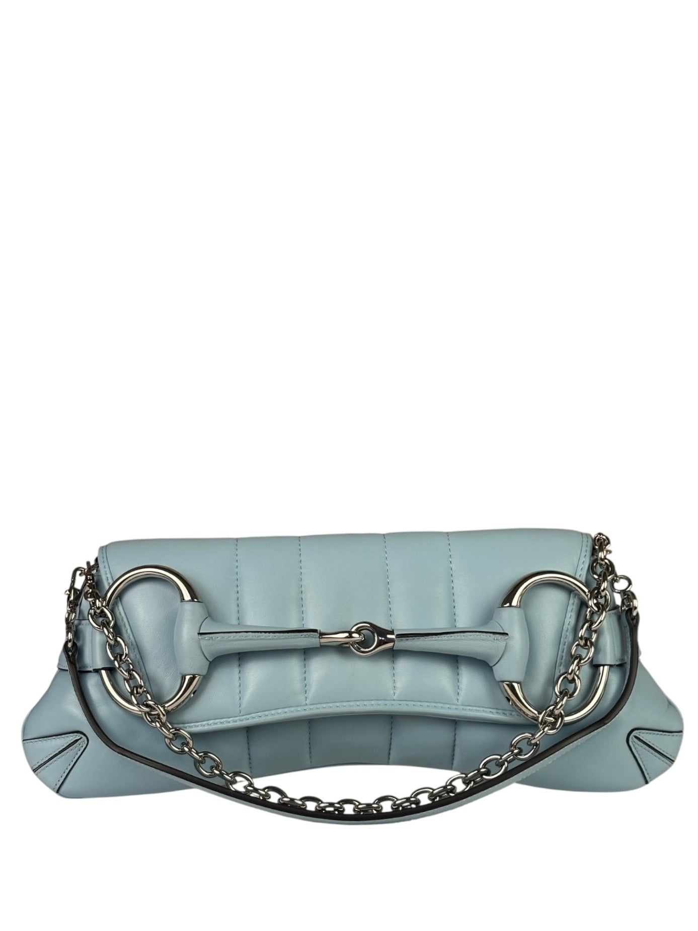 Gucci Blue Leather Horsebit Chain Shoulder Bag