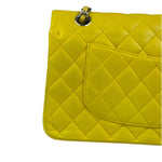 Chanel Yellow Quilted Lambskin Double Flap Bag 2009