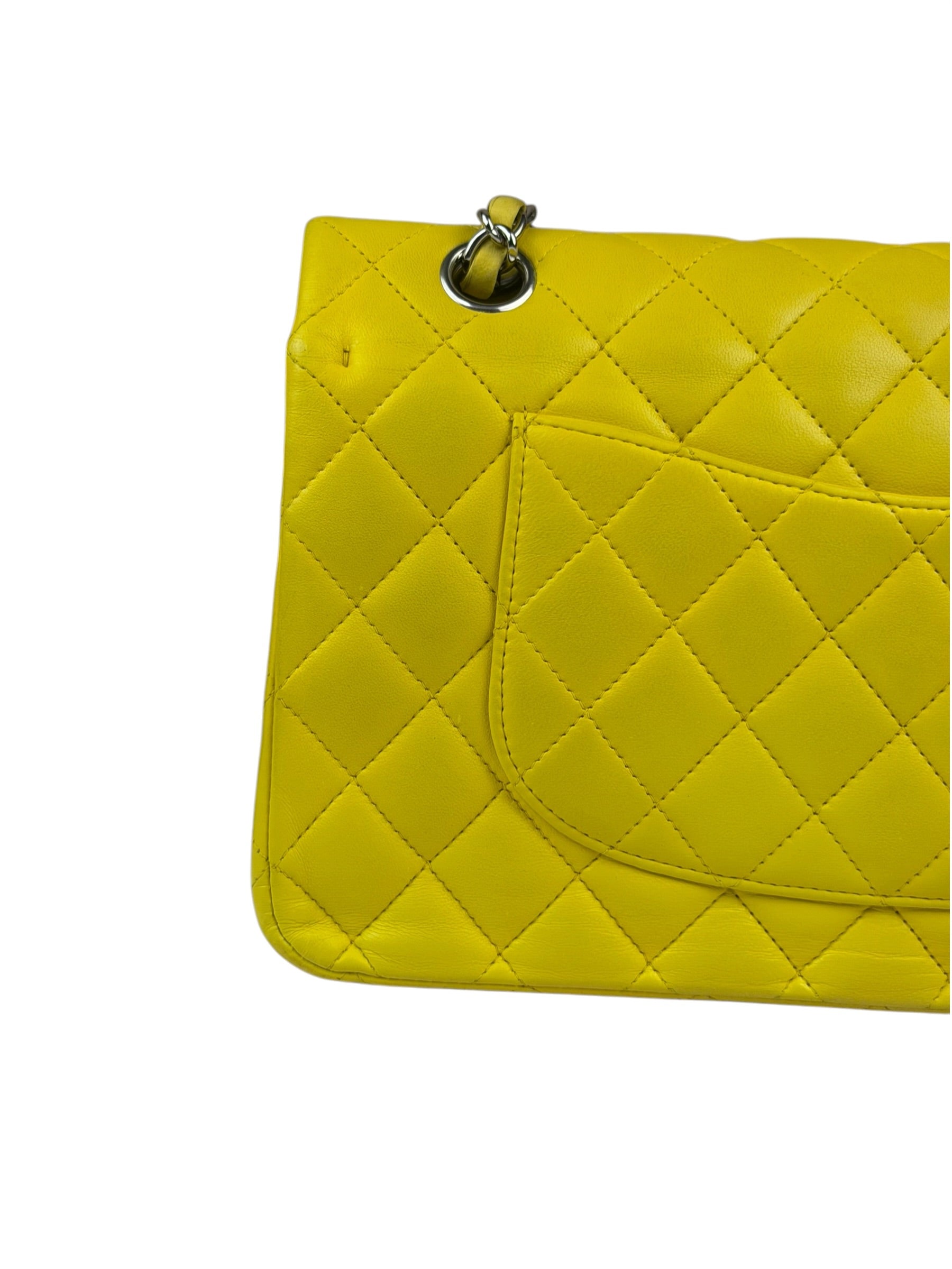 Chanel Yellow Quilted Lambskin Double Flap Bag 2009