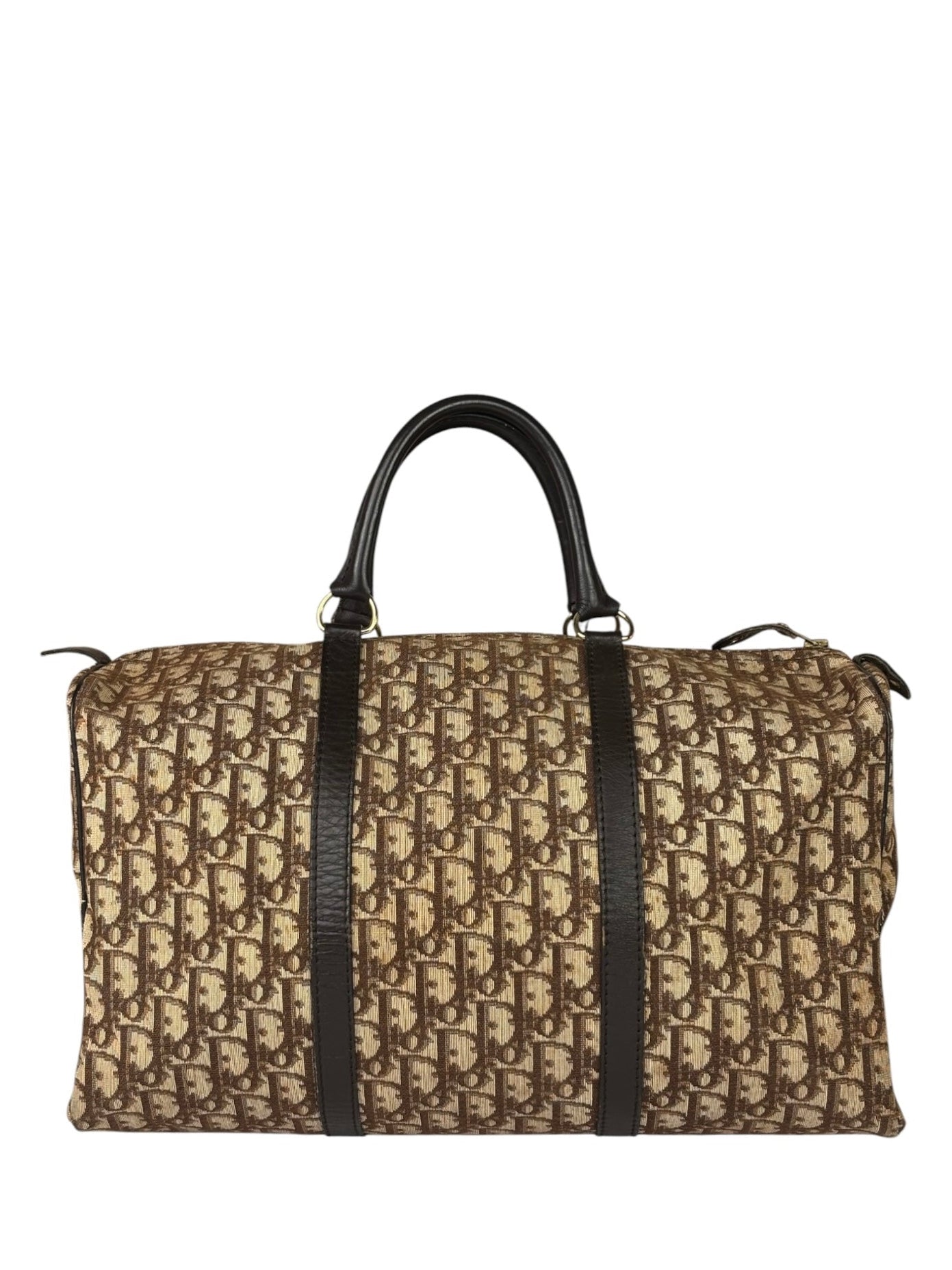 Christian Dior Brown Leather Trim Trotter Boston Bag